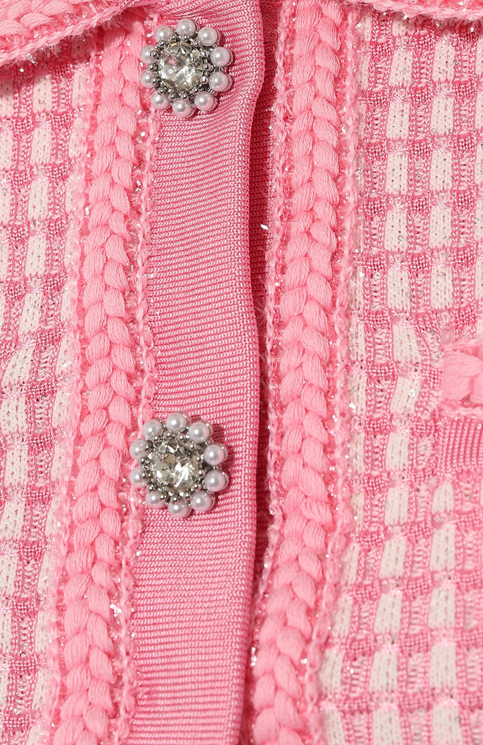 Женский топ из вискозы SELF-PORTRAIT розового цвета, арт. SS23-041T-P | Фото 5 (Рукава: Короткие; Материал внешний: Вискоза; Длина (для топов): Укороченные; Стили: Романтичный)