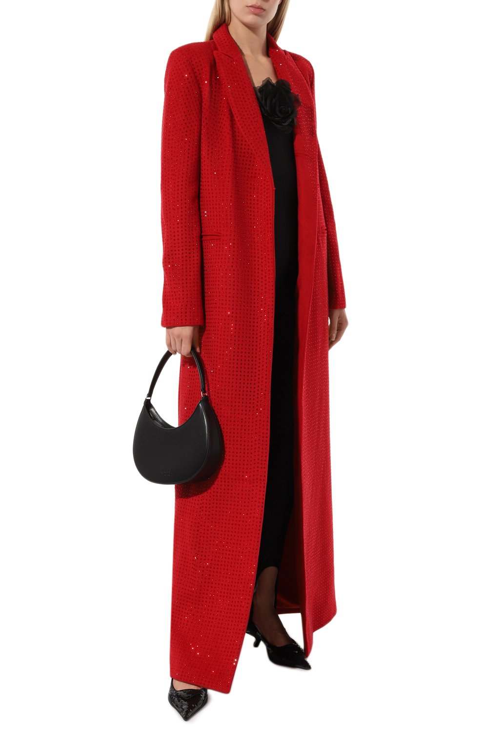 Женское пальто GIUSEPPE DI MORABITO красного цвета, арт. PF23033C0-C-259 | Фото 2 (Материал внешний: Шерсть, Синтетический материал; Рукава: Длинные; Материал сплава: Проставлено; Материал подклада: Синтетический материал; Длина (верхняя одежда): Длинные; 1-2-бортные: Однобортные; Драгоценные камни: Проставлено; Стили: Романтичный)