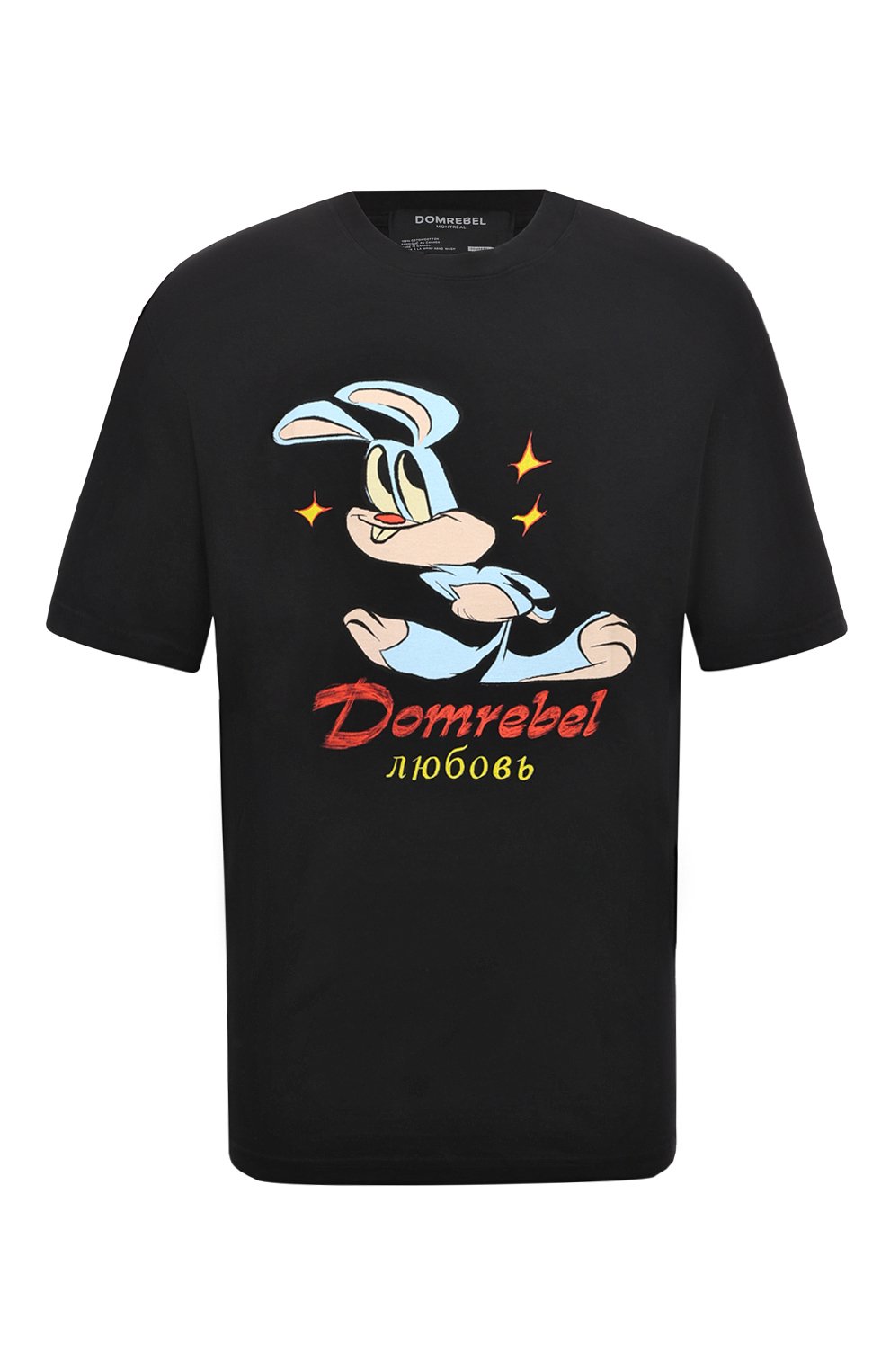 Хлопковая футболка DOMREBEL BUNNY L0VE/T-SHIRT, цвет чёрный, размер 48