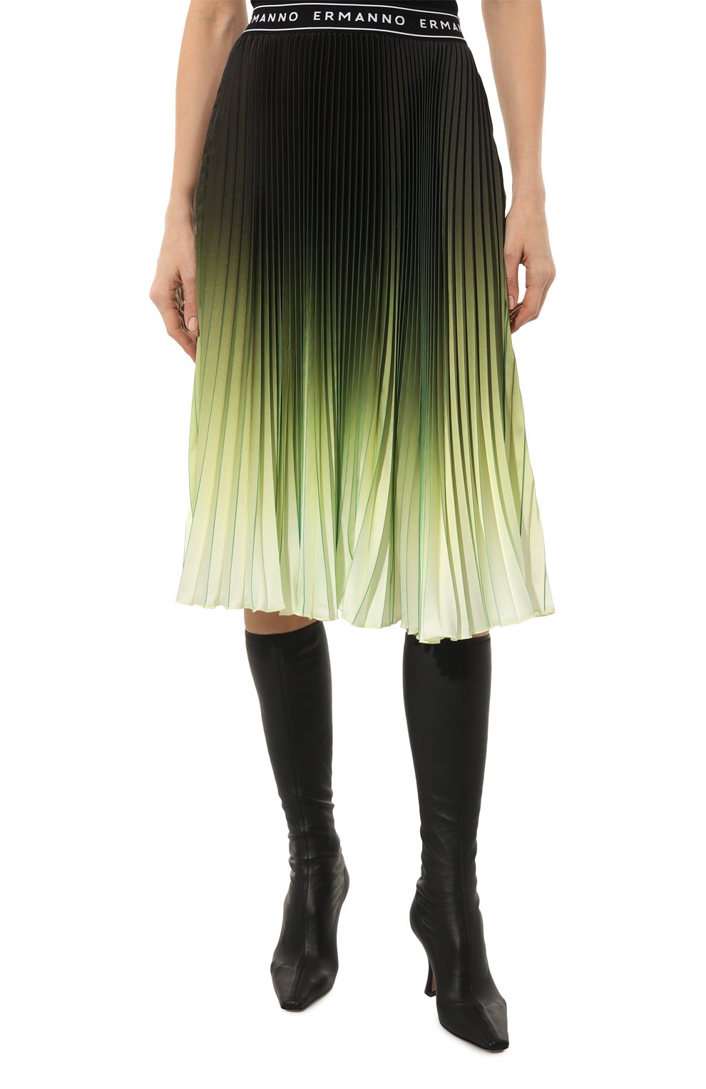 Женская плиссированная юбка ERMANNO FIRENZE зеленого цвета, арт. D42E0003 | Фото 3 (Женское Кросс-КТ: юбка-плиссе, Юбка-одежда; Региональные ограничения белый список (Axapta Mercury): Не проставлено; Материал внешний: Синтетический материал; Материал сплава: Проставлено; Длина Ж (юбки, платья, шорты): Миди; Драгоценные камни: Проставлено; Стили: Романтичный)