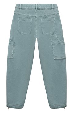 Детские джинсы BRUNELLO CUCINELLI бирюзового цвета, арт. BA080P490B | Фото 2 (Материал внешний: Хлопок, Лиоцелл, Растительное волокно)