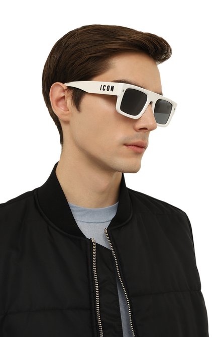 Мужские солнцезащитные очки DSQUARED2 белого цвета, арт. IC0N0008 VK6 | Фото 2 (Кросс-КТ: С/з-мужское; Тип очков: С/з; Оптика Гендер: оптика-мужское; Очки форма: Прямоугольные)