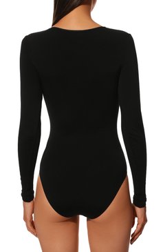 Женское боди WOLFORD черного цвета, арт. 75079 | Фото 3 (Женское Кросс-КТ: Боди-белье; Рукава: Длинные; Материал внешний: Синтетический материал, Хлопок)