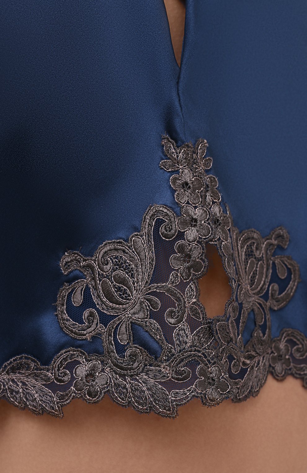 Женские шелковые шорты LA PERLA темно-синего цвета, арт. 0019228 | Фото 5 (Женское Кросс-КТ: Шорты; Материал внешний: Шелк; Статус проверки: Проверено, Проверена категория)