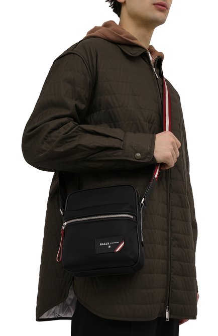 Мужская сумка faara BALLY черного цвета, арт. 595809/21397 | Фото 2 (Ремень/цепочка: На ремешке; Материал: Натуральная кожа, Текстиль; Размер: small)