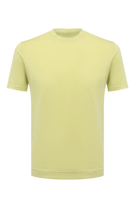 Мужская хлопковая футболка FEDELI салатового цвета, арт. 6UEF0103 | Фото 1 (Принт: Без принта; Длина (для топов): Стандартные; Материал внешний: Хлопок; Рукава: Короткие; Стили: Кэжуэл)