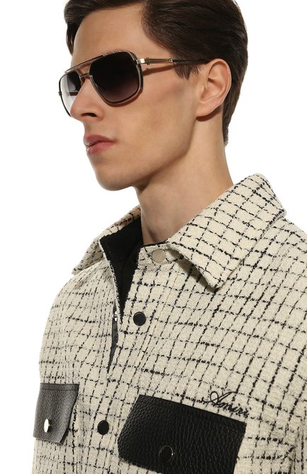 Мужские солнцезащитные очки AKONI черного цвета, арт. AKS-503A | Фото 2 (Тип очков: С/з; Кросс-КТ: С/з-мужское; Очки форма: Авиаторы; Оптика Гендер: оптика-мужское)