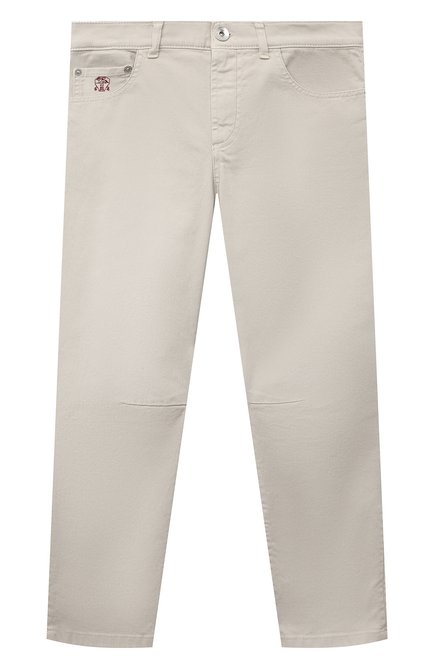 Детские джинсы BRUNELLO CUCINELLI кремвого цвета, арт. B277PD300C | Фото 1 (Материал внешний: Хлопок; Детали: Однотонный; Нос: Не проставлено; Материал сплава: Проставлено)