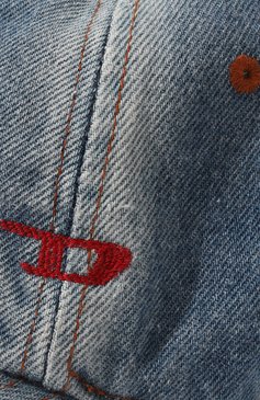 Мужской джинсовая бейсболка DIESEL синего цвета, арт. A09041/0QWTU | Фото 4 (Материал: Текстиль, Хлопок; Материал сплава: Проставлено; Нос: Не проставлено)