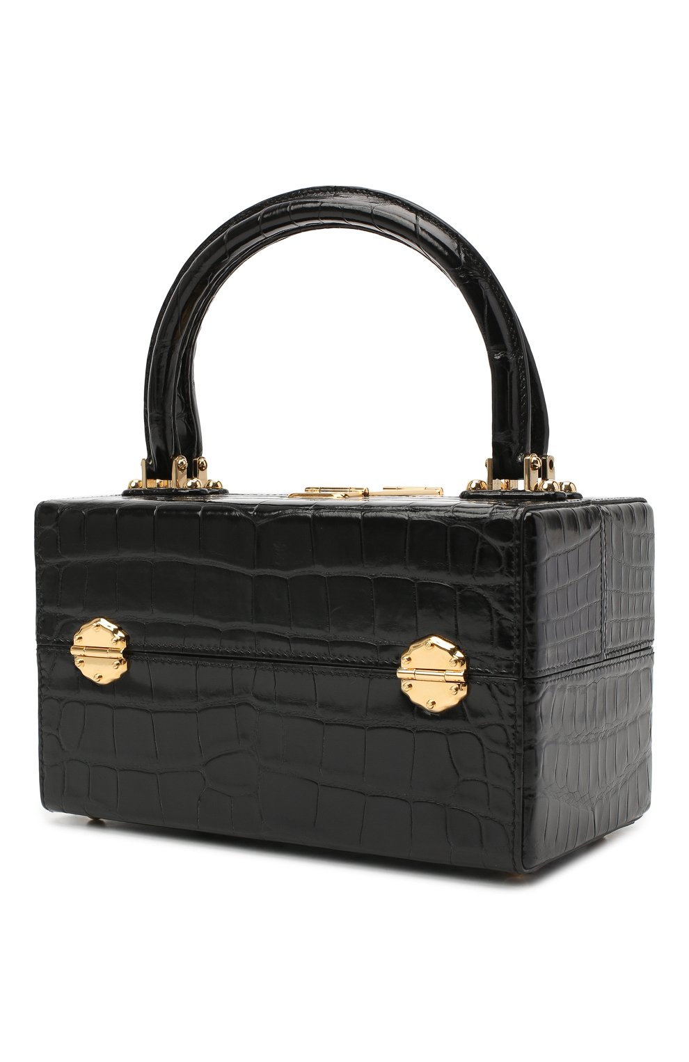 Женская сумка dolce box из кожи крокодила DOLCE & GABBANA черного цвета, арт. BB6238/B2CL6 | Фото 3 (Материал: Экзотическая кожа; Сумки-технические: Сумки top-handle; Размер: small)