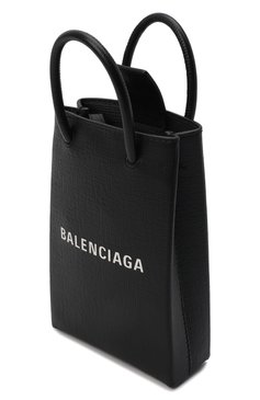 Кожаный чехол shopping для телефона BALENCIAGA черного цвета, арт. 593826/0AI2N | Фото 5 (Женское Кросс-КТ: Кожа iPhone; Материал: Кожа)