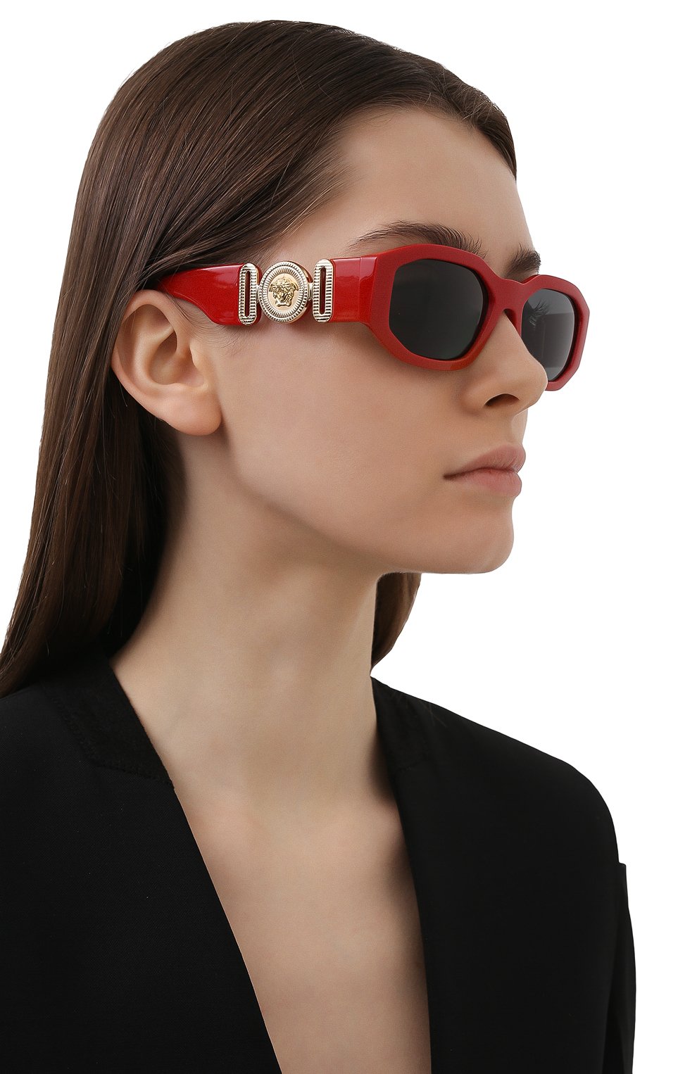 Женские солнцезащитные очки VERSACE красного цвета, арт. 4361-533087 | Фото 2 (Кросс-КТ: С/з-унисекс; Региональные ограничения белый список (Axapta Mercury): RU; Тип очков: С/з; Оптика Гендер: оптика-унисекс; Очки форма: Прямоугольные)