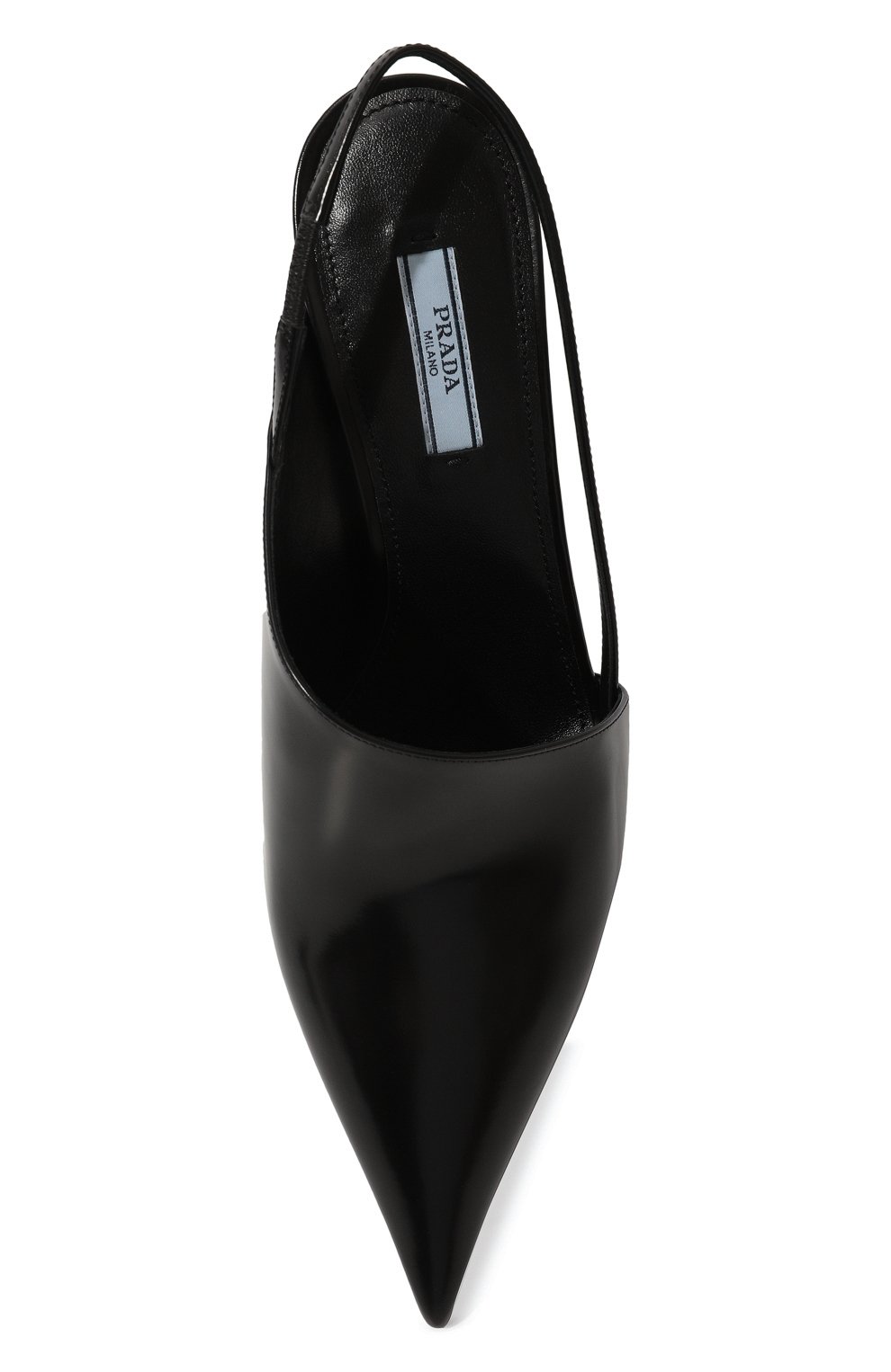 Женские кожаные туфли PRADA черног о цвета, арт. 1I886M-055-F0002-A065 | Фото 6 (Каблук тип: Танкетка; Материал сплава: Проставлено; Каблук высота: Средний; Подошва: Плоская; Драгоценные камни: Проставлено)