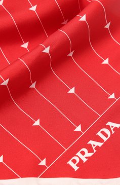 Женский шелковый платок PRADA красного цве�та, арт. 1FF036-2DTR-F0976 | Фото 2 (Принт: С принтом; Материал: Текстиль, Шелк)