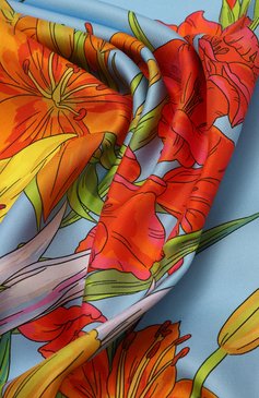 Женский шелковый платок halo RADICAL CHIC голубого цвета, арт. 660391.07.02 | Фото 4 (Принт: С принтом; Материал: Текстиль, Шелк)