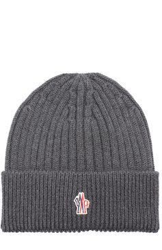 Мужская шерстяная шапка фактурной вязки MONCLER серого цвета, арт. C2-097-00259-00-04761 | Фото 1 (Материал: Текстиль, Шерсть; Региональные ограничения белый список (Axapta Mercury): RU; Кросс-КТ: Трикотаж)