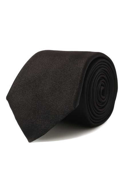 Мужской шелковый галстук GIORGIO ARMANI черного цвета, арт. 360054/8P998 | Фото 1 (Материал: Текстиль, Шелк; Принт: Без принта)