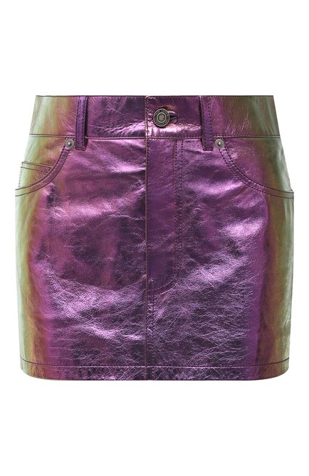 Женская кожаная юбка SAINT LAURENT сиреневого цвета по цене 229500 руб., арт. 668991/YCHD2 | Фото 1