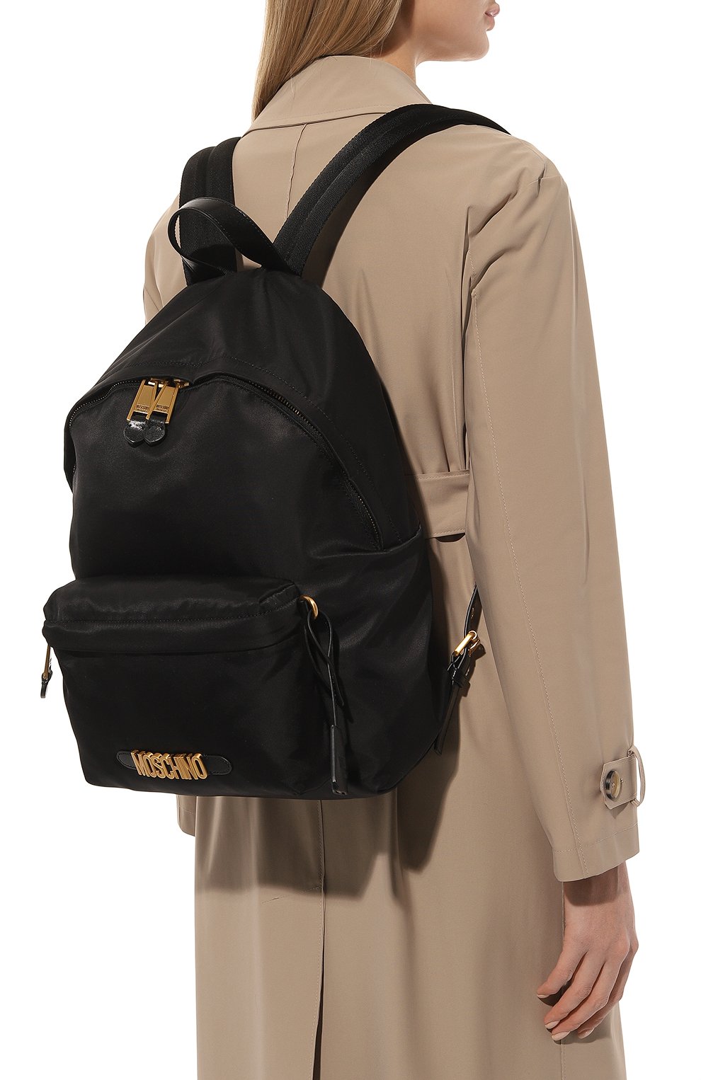 Женский рюкзак MOSCHINO черного цвета, арт. B7605/8202 | Фото 2 (Материал: Текстиль; Стили: Кэжуэл; Размер: large)