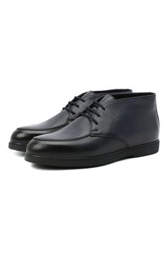 Мужские кожаные ботинки DOUCAL'S темно-синего цвета, арт. DU2713ED0-UM019NB04 | Фото 1 (Материал утеплителя: Натуральный мех; Мужское Кросс-КТ: Ботинки-обувь, Дезерты-обувь, зимние ботинки; Подошва: Плоская)