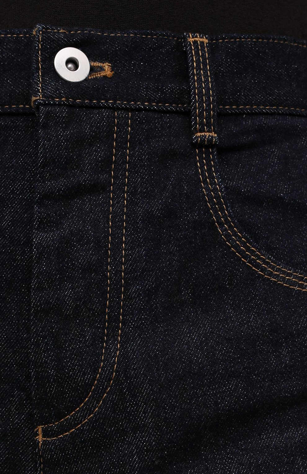 Женские джинсы BOTTEGA VENETA темно-синего цвета, арт. 659399/V16M0 | Фото 5 (Длина (брюки, джинсы): Удлиненные; Стили: Гламурный; Кросс-КТ: Деним; Силуэт Ж (брюки и джинсы): Прямые; Материал внешний: Хлопок)