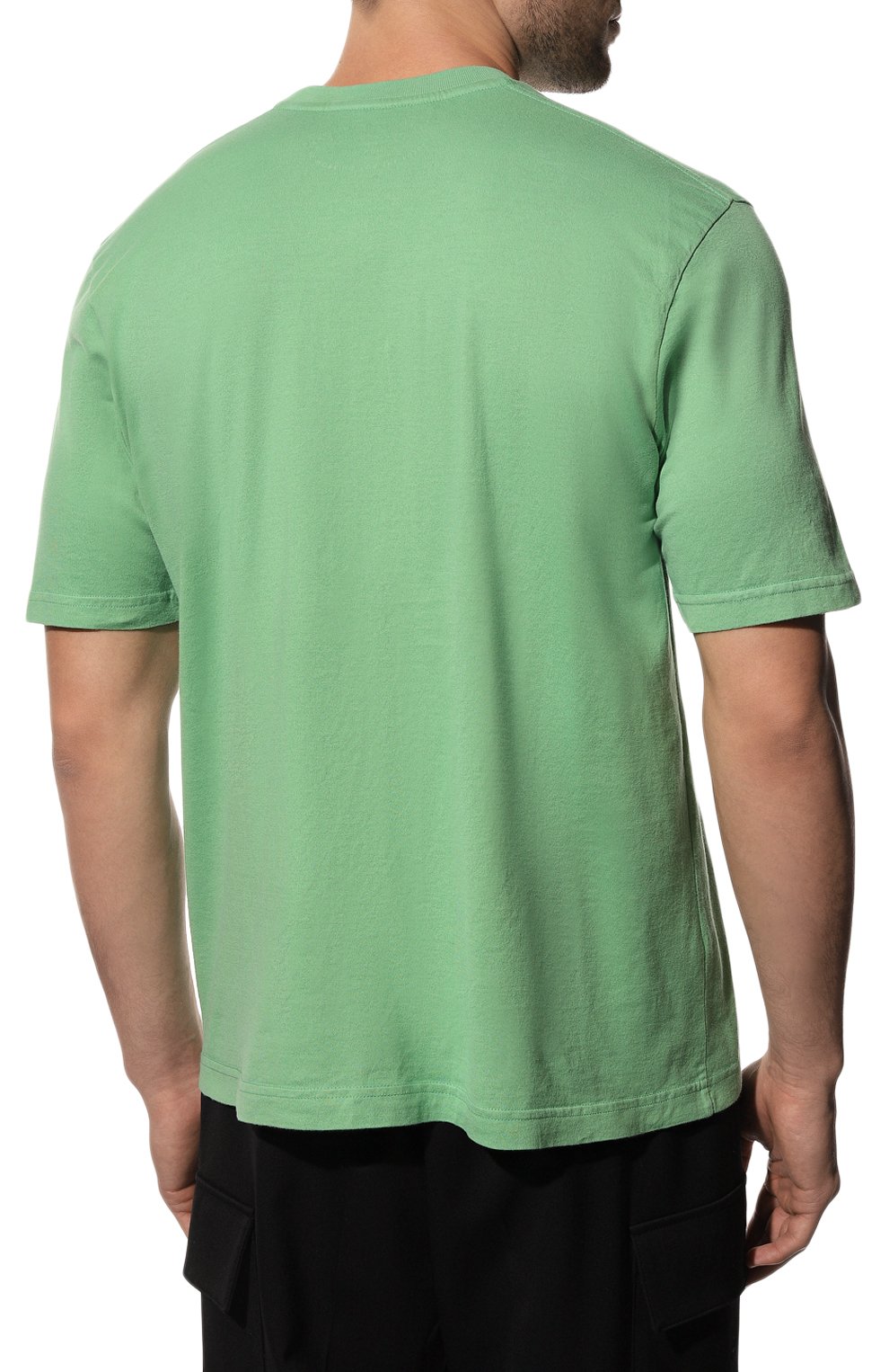 Мужская хлопковая футболка FEDELI зеленого цвета, арт. 6UED0250T | Фото 4 (Принт: Без принта; Рукава: Короткие; Длина (для топов): Стандартные; Материал сплава: Проставлено; Материал внешний: Хлопок; Драгоценные камни: Проставлено; Стили: Кэжуэл)