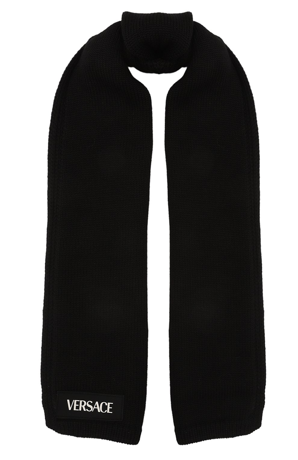 Детский шерстяной шарф VERSACE черного цвета, арт. 1010846/1A07913 | Фото 1 (Материал: Текстиль, Шерсть; Материал сплава: Пр оставлено; Нос: Не проставлено)