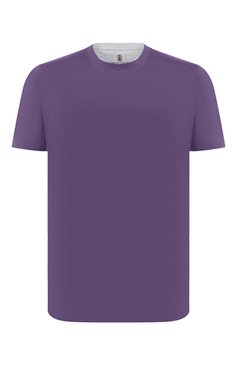 Мужская хлопковая футболка BRUNELLO CUCINELLI фиолетового цвета, арт. M0T617423 | Фото 1 (Принт: Без принта; Рукава: Короткие; Длина (для топов): Стандартные; Мужское Кросс-КТ: Футболка-одежда; Материал внешний: Хлопок; Размерность: Маломерит; Стили: Кэжуэл)