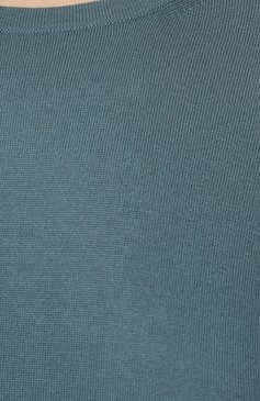 Женский кашемировый пуловер LORO PIANA голубого цвета, арт. FAM0655 | Фото 5 (Материал внешний: Шерсть, Кашемир; Рукава: Длинные; Длина (для топов): Стандартные; Материал сплава: Проставлено; Женское Кросс-КТ: Пуловер-одежда; Драгоценные камни: Проставлено; Стили: Кэжуэл)