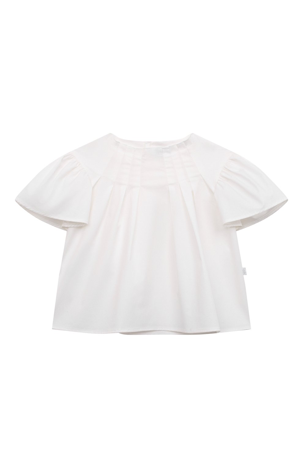Детское хлопковая блузка IL GUFO белого цвета, арт. P23CC091C0046/2A-4A | Фото 1 (Рукава: Короткие; Случай: Повседневный; Материал сплава: Проставлено; Материал внешний: Хлопок; Др агоценные камни: Проставлено)
