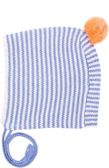 Детского хлопковая шапка с помпоном на завязках EGG BY SUSAN LAZAR голубого цвета, арт. W17CK5207 | Фото 2 (Материал: Текстиль, Хлопок; Статус проверки: Проверена категория, Проверено)