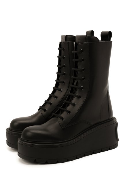 Женские кожаные ботинки  VALENTINO черного цвета по цене 108000 руб., арт. UW0S0AR2/RBJ | Фото 1