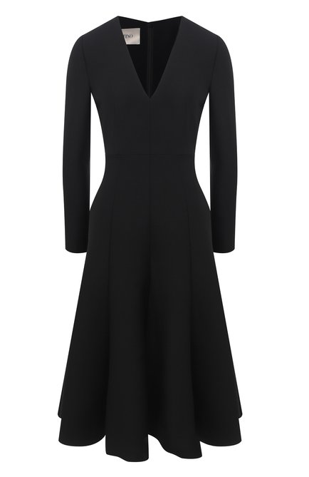 Женское платье из шерсти и шелка VALENTINO черного цвета по цене 350000 руб., арт. VB3VAUJ51CF | Фото 1