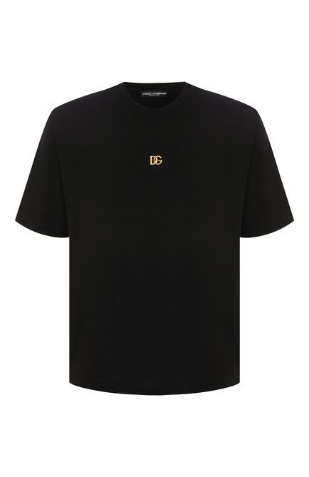 Мужская хлопковая футболка DOLCE & GABBANA черного цвета, арт. G8NC5Z/G7A0W | Фото 1 (Материал внешний: Хлопок; Длина (для топов): Стандартные; Принт: Без принта; Рукава: Короткие; Стили: Кэжуэл)