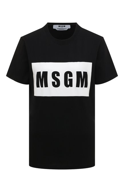 Женская хлопковая футболка MSGM черного цвета по цене 11200 руб., арт. 2000MDM520 200002 | Фото 1