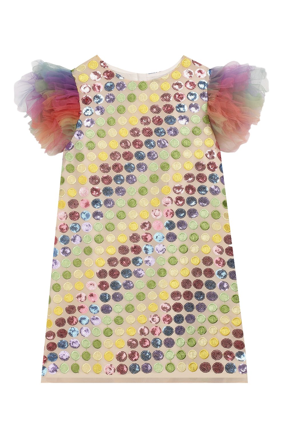 Детское платье CHARABIA разноцветного цвета, арт. FA55C/3Y-4Y | Фото 1 (Случай: Вечерний; Рукава: Короткие; Принт: С принтом; Материал внешний: Вискоза; Статус проверки: Проверено, Проверена категория; Девочки Кросс-КТ: Платье-одежда; Материал подклада: Хлопок)
