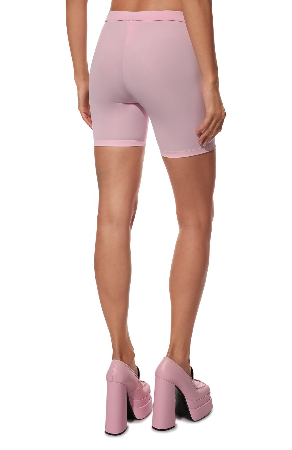 Женские шорты VERSACE светло-розового цвета, арт. A88980/A101049 | Фото 4 (Женское Кросс-КТ: Шорты-одежда; Длина Ж (юбки, платья, шорты): Мини; Материал внешний: Синтетический материал; Региональные ограничения белый список (Axapta Mercury): RU; Стили: Спорт-шик)