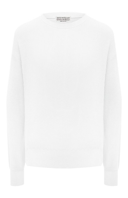 Женский хлопковый пуловер BRUNELLO CUCINELLI белого цвета по цене 121500 руб., арт. M1919B1299 | Фото 1