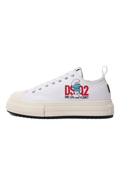 Мужские текстильные кеды berlin DSQUARED2 белого цвета, арт. SNM0290/00306602 | Фото 4 (Материал внешний: Текстиль; Материал внутренний: Натуральная кожа, Текстиль; Стили: Классический; Материал утеплителя: Без утеплителя; Подошва: Массивная)