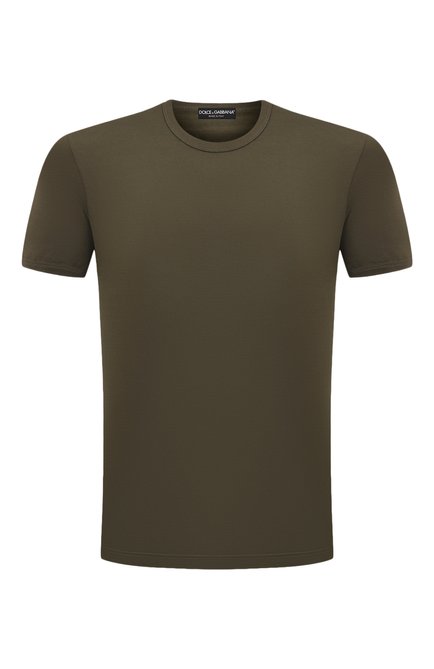 Мужская хлопковая футболка DOLCE & GABBANA хаки цвета по цене 27550 руб., арт. G8JX7T/FU7EQ | Фото 1