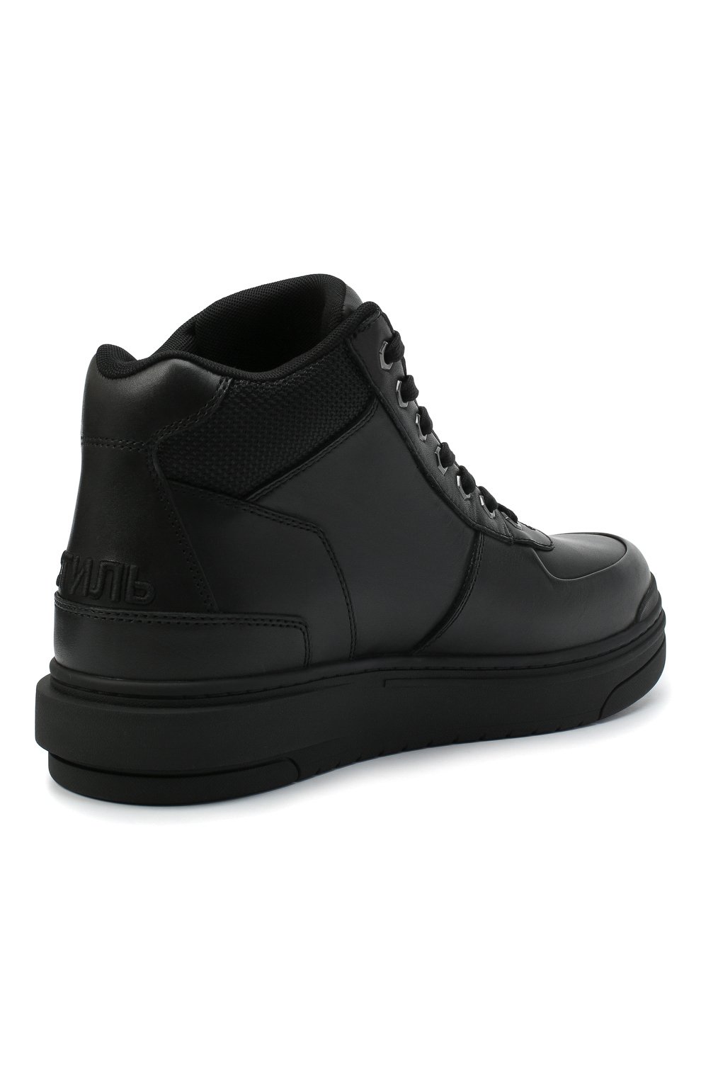 Мужские кожаные ботинки HERON PRESTON черного цвета, арт. HMIA018F20LEA0011000 | Фото 4 (Мужское Кросс-КТ: Ботинки-обувь; Материал утеплителя: Без утеплителя; Материал внутренний: Текстиль; Подошва: Массивная; ширина носка стельки: 9; толщина подошвы: 4,3)