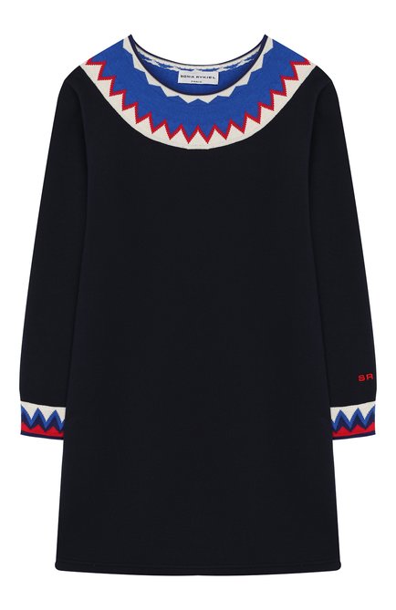 Детское хлопковое платье SONIA RYKIEL ENFANT синего цвета, арт. 19W1DR25 | Фото 1 (Материал внешний: Хлопок; Рукава: Длинные; Девочки Кросс-КТ: Платье-одежда; Принт: С принтом; Статус проверки: Проверена категория; Ростовка одежда: 6 лет | 116 см, 8 лет | 128 см, 10 - 11 лет | 140 - 146см, 12 лет | 152 см, 13 - 15 лет | 158 см)