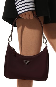 Женская сумка PRADA бордового цвета, арт. 1BC204-PJY-F0403-2OO | Фото 6 (Сумки-технические: Сумки top-handle; Материал: Текстиль; Размер: small)