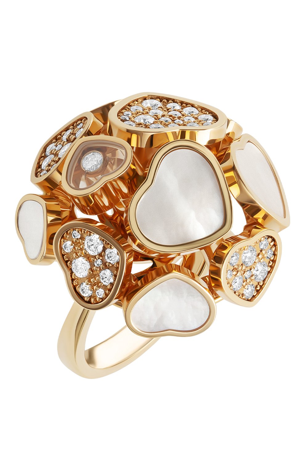 Женские кольцо happy hearts CHOPARD бесцветного цвета, арт. 827482-5370 | Фото 1 (Драгоценные камни: Бриллианты, Другие; Материал сплава: Розовое золото)