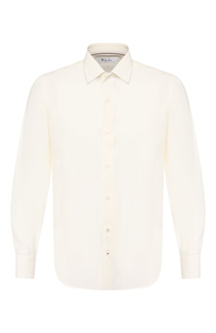 Мужская рубашка из смеси хлопка и шелка LORO PIANA кремвого цвета по цене 84850 руб., арт. FAL1004 | Фото 1