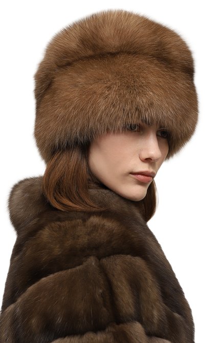Женская шапка из меха соболя KUSSENKOVV коричневого цвета, арт. 063600005676 | Фото 2 (Материал: Натуральный мех; Статус проверки: Проверена категория)