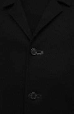 Мужской шерстяное пальто SAINT LAURENT черного цвета, арт. 626834/Y1B71 | Фото 5 (Материал внешний: Шерсть; Рукава: Длинные; Длина (верхняя одежда): До колена; Стили: Классический; Мужское Кросс-КТ: Верхняя одежда, пальто-верхняя одежда; Материал подклада: Купро)