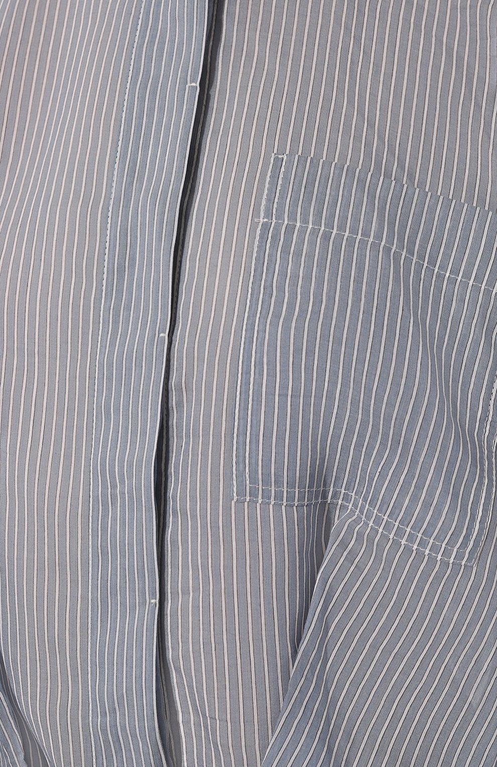 Женская рубашка из хлопка и шелка BRUNELLO CUCINELLI серого цвета, арт. MH787B1077 | Фото 5 (Принт: Полоска, С принтом; Женское Кросс-КТ: Рубашка-одежда; Материал внешний: Хлопок; Стили: Кэжуэл)