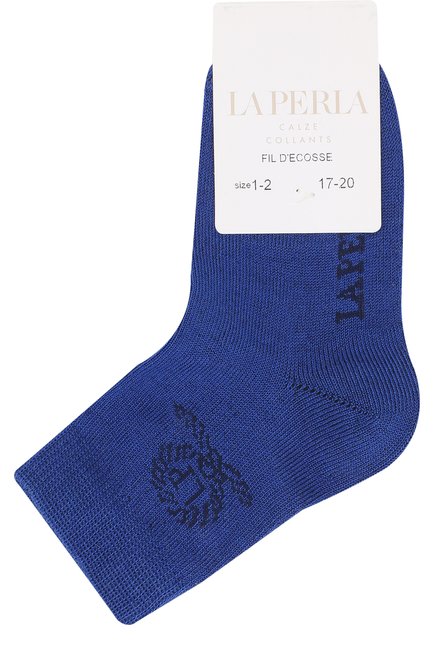 Детские носки с логотипом бренда LA PERLA синего цвета, арт. 42035/1-2 | Фото 1 (Статус проверки: Проверена категория, Проверено; Материал: Текстиль, Хлопок; Кросс-КТ: Носки)