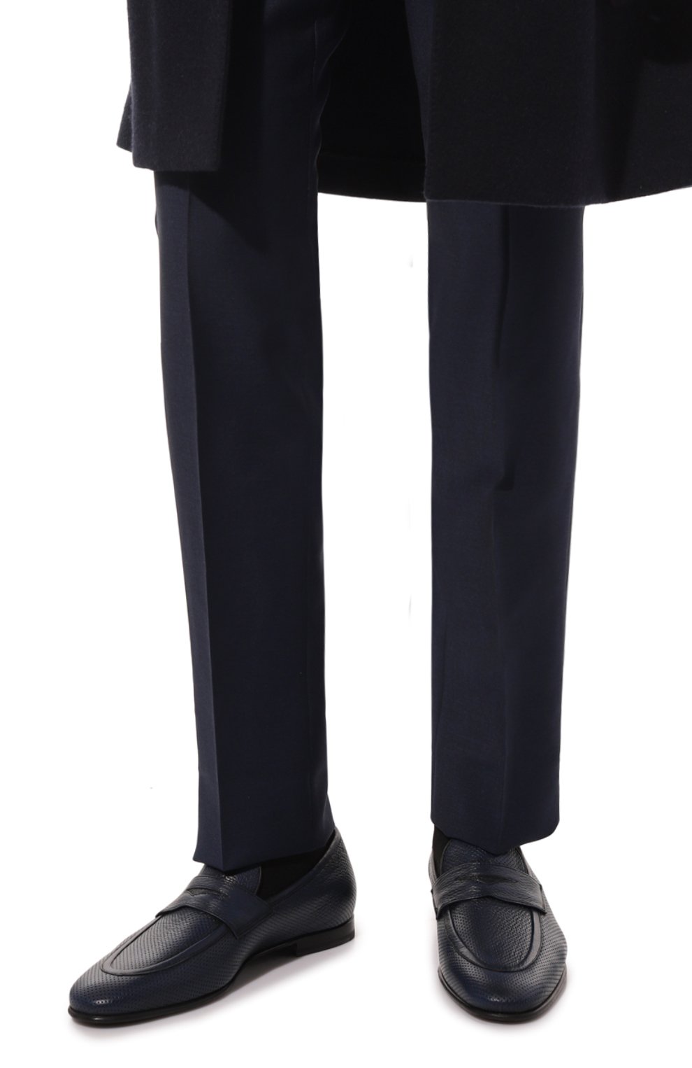 Мужские кожаные пенни-лоферы BARRETT темно-синего цвета, арт. 131U016.9 | Фото 3 (Материал внутренний: Натуральная кожа; Стили: Классический)